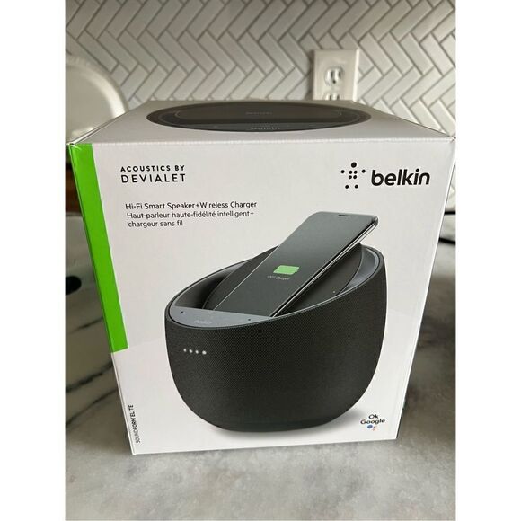 Belkin SoundForm Elite Hi-Fi Smart Speaker + Wireless Charger Google Assistant - Picture 1 of 5
